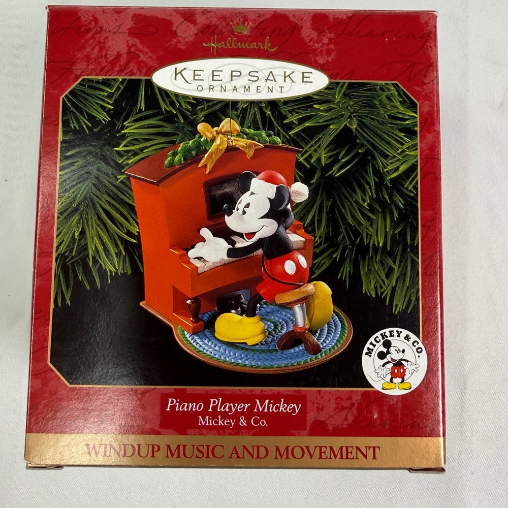 Hallmark Keepsake 1999 Piano Player Mickey Mouse Musical Windup Ornament QXD7389